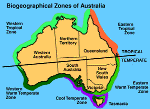 Map of the Biogeographic Zones of Australia