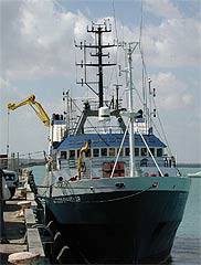 The RV Southern Surveyor in dock in Darwin